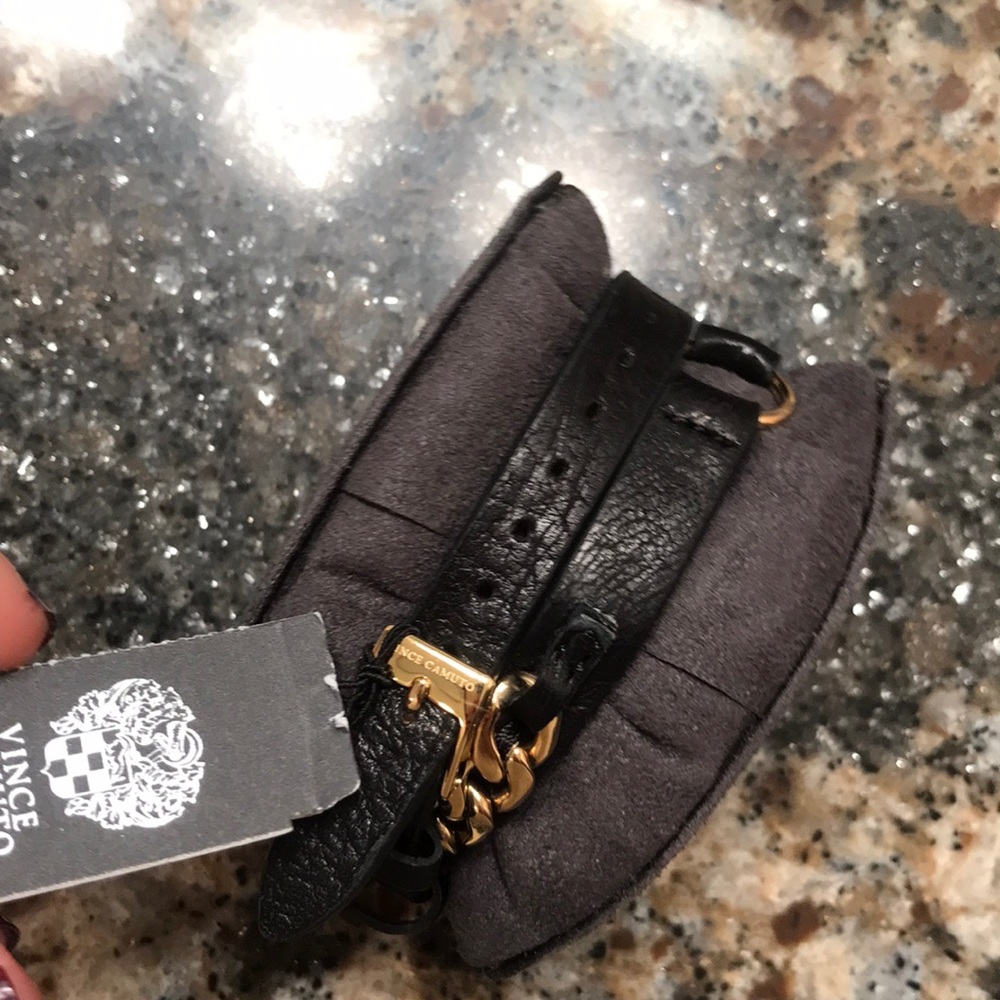 Vince Camuto Wraparound Black & Gold Watch - Picture 2 of 3